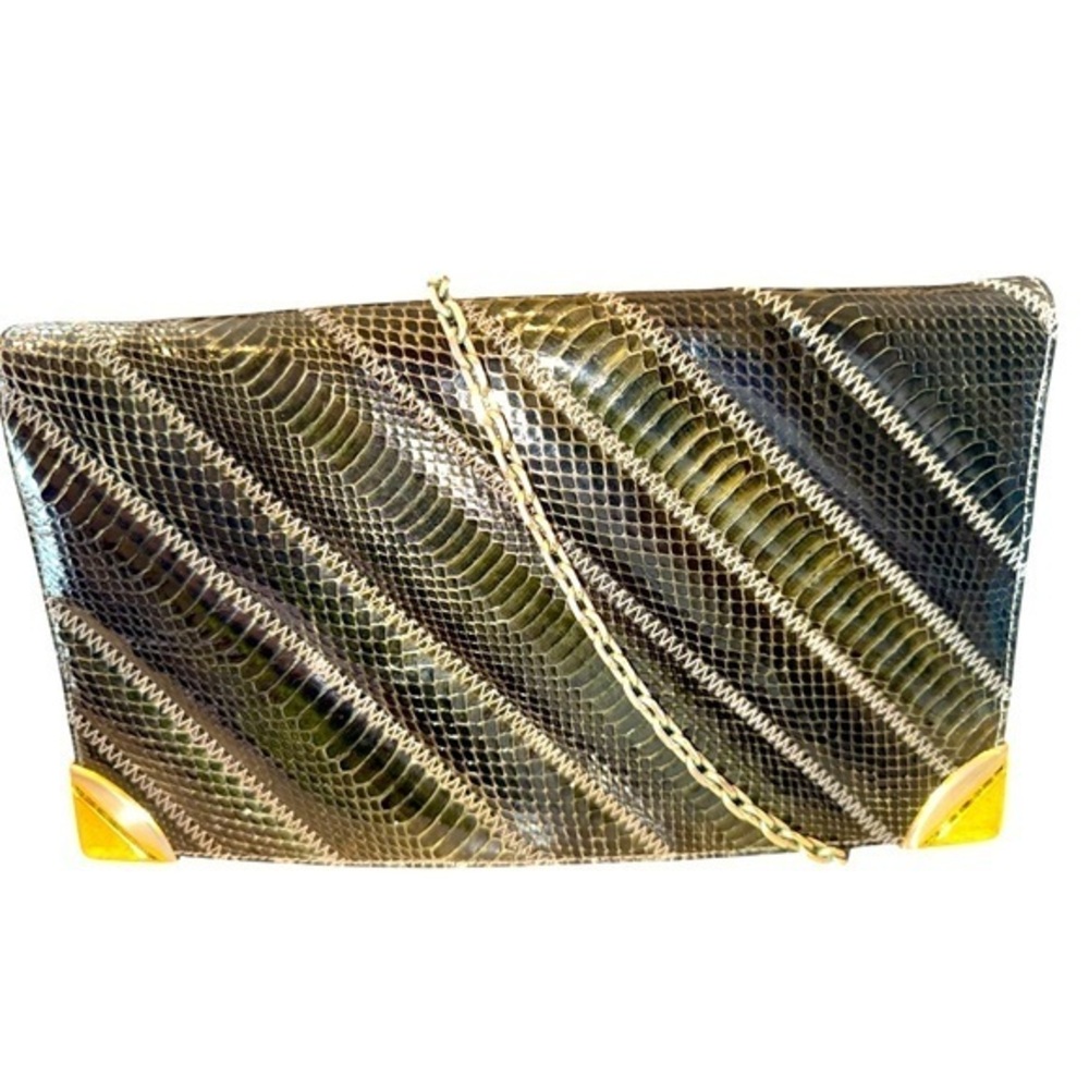 Vintage ▶️ Varon ◀️ 70’ s Snakeskin Lizard Envelope Clutch Shoulder Bag.